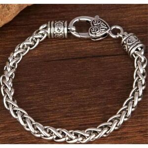 Silver Rope Heart Bracelet